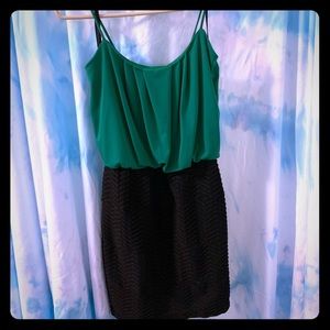 Green and Black Mini Dress - Large